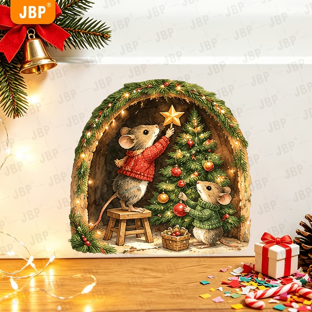 Christmas Mouse Sticker, photo 1 of 11
